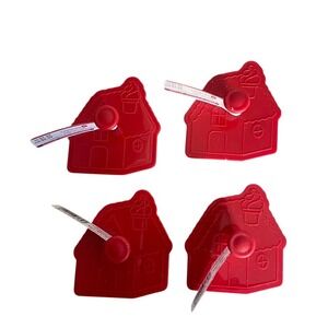 4 Red Gingerbread House Cookie Cutters Plastic Christmas Baking‎ Kitchenware